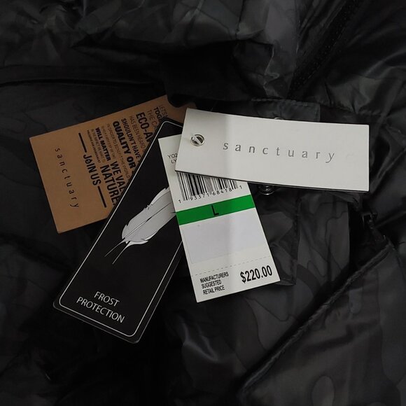 NWT Sanctuary Down Camoflage Belted Camp Puffer Jacket Coat w Hood - Large - Picture 13 of 16
